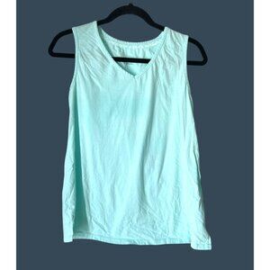 Carole Hochman Womens Mint Green Tank Top S 100% Cotton Sleeveless V-Neck Soft &